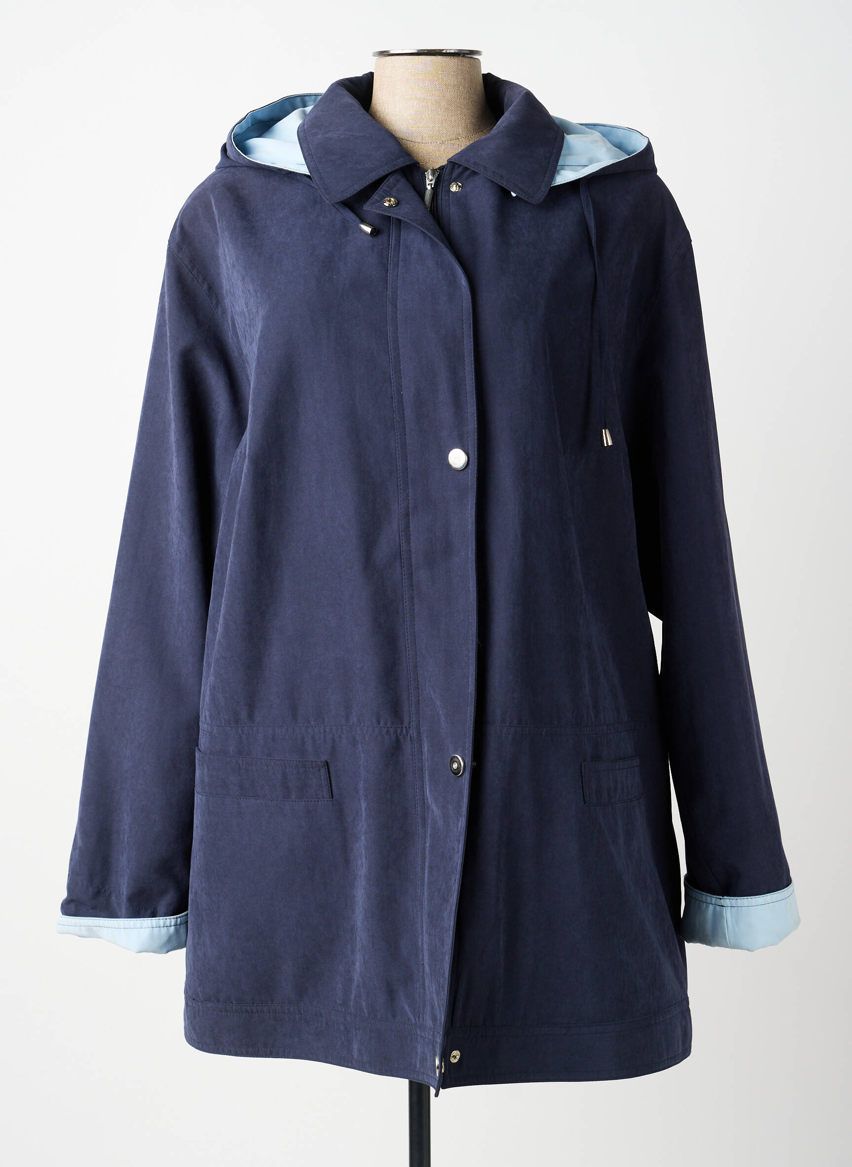 Imperméable poches a capuche bleu PIER BÉ femme