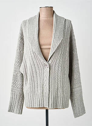 Gilet manches longues col châle gris LEWINGER femme
