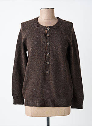 Pull tissage chiné manches longues marron YERSE femme