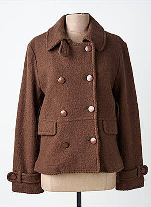 Manteau court coupe droite sans capuche marron PAUL BRIAL femme