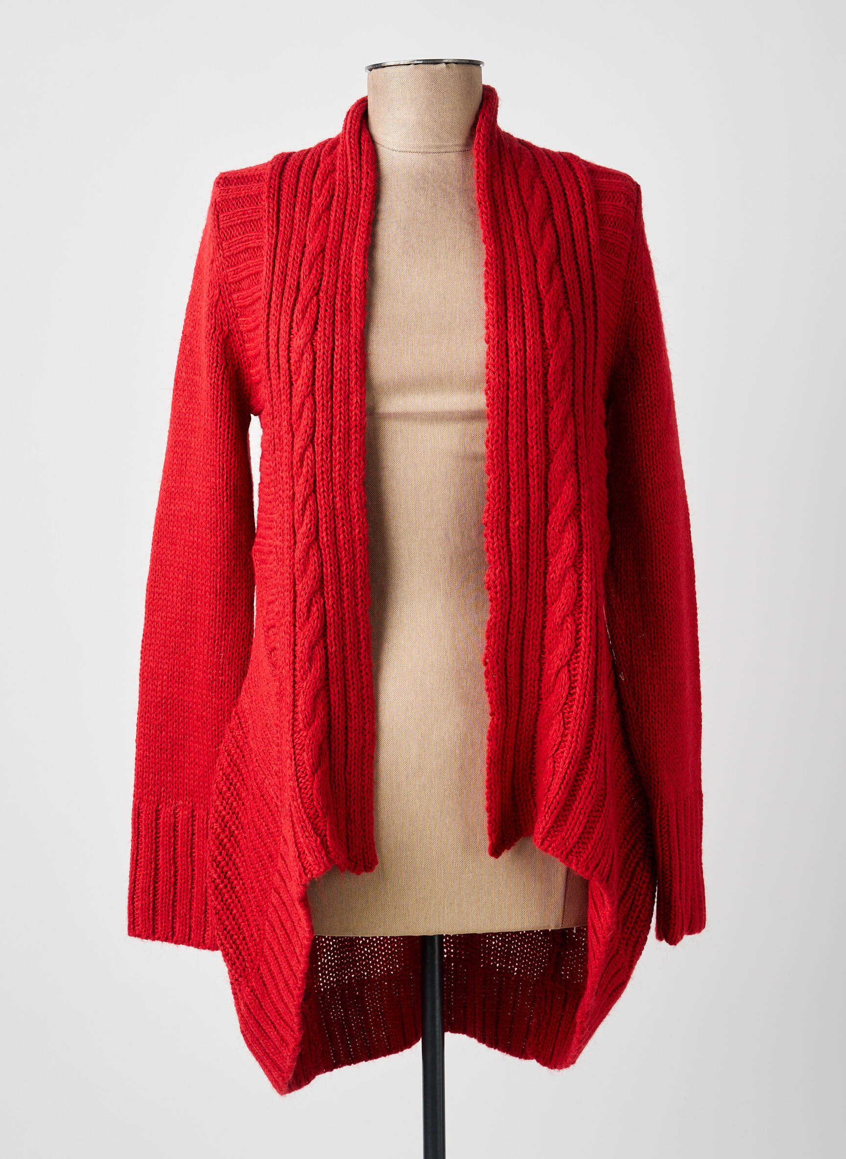 Gilet manches longues col châle rouge YERSE femme