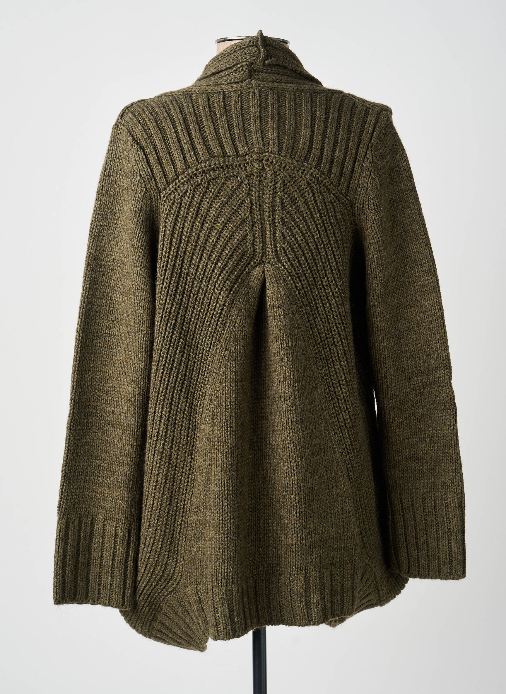 Gilet manches longues col châle vert YERSE femme