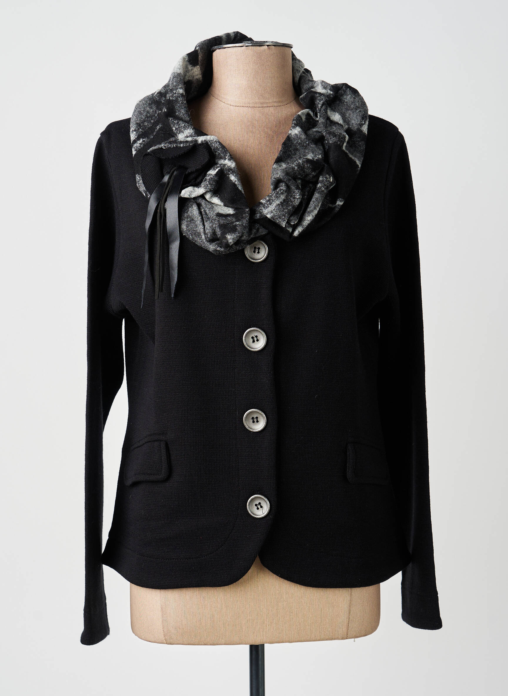 Veste casual col rond noir KATMAI femme