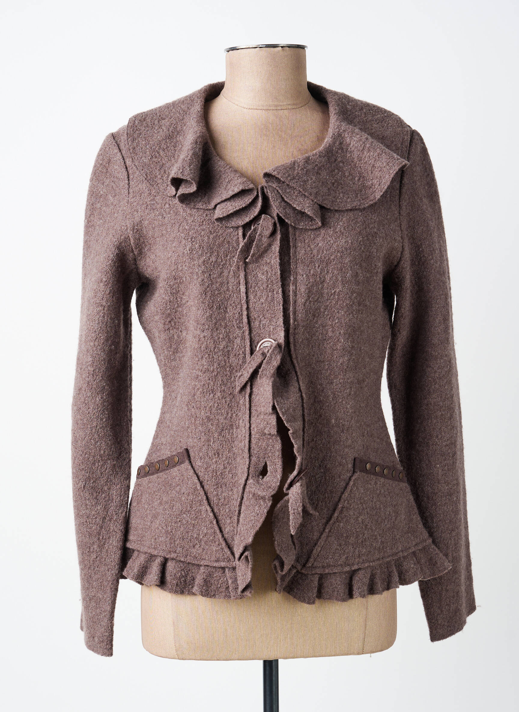 Veste casual col rond gris KATMAI femme