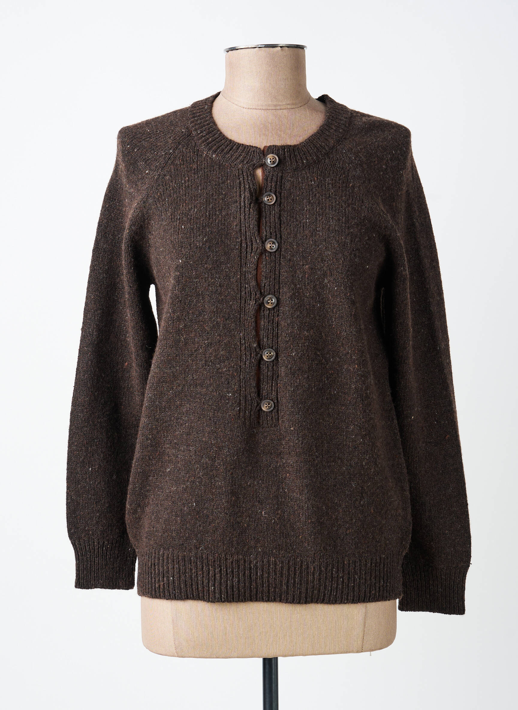 Pull tissage chiné manches longues marron YERSE femme