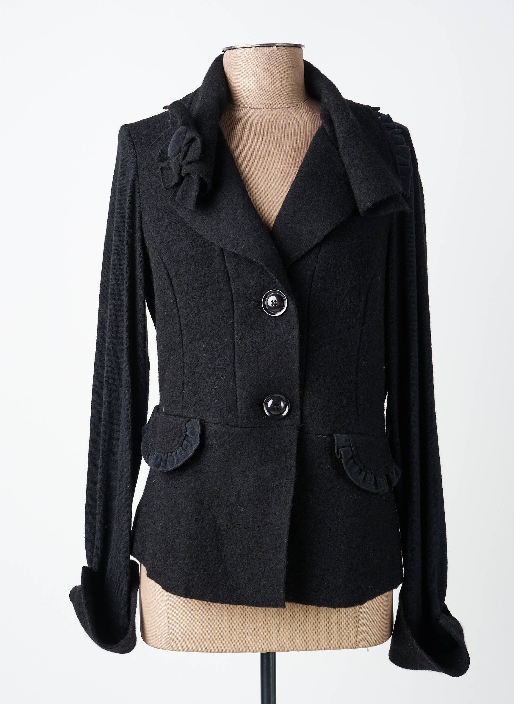 Veste casual col tailleur noir FINETTE femme
