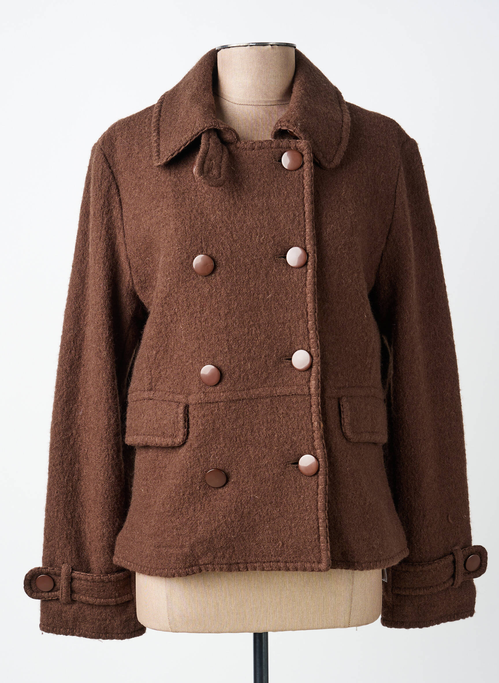 Manteau court coupe droite sans capuche marron PAUL BRIAL femme
