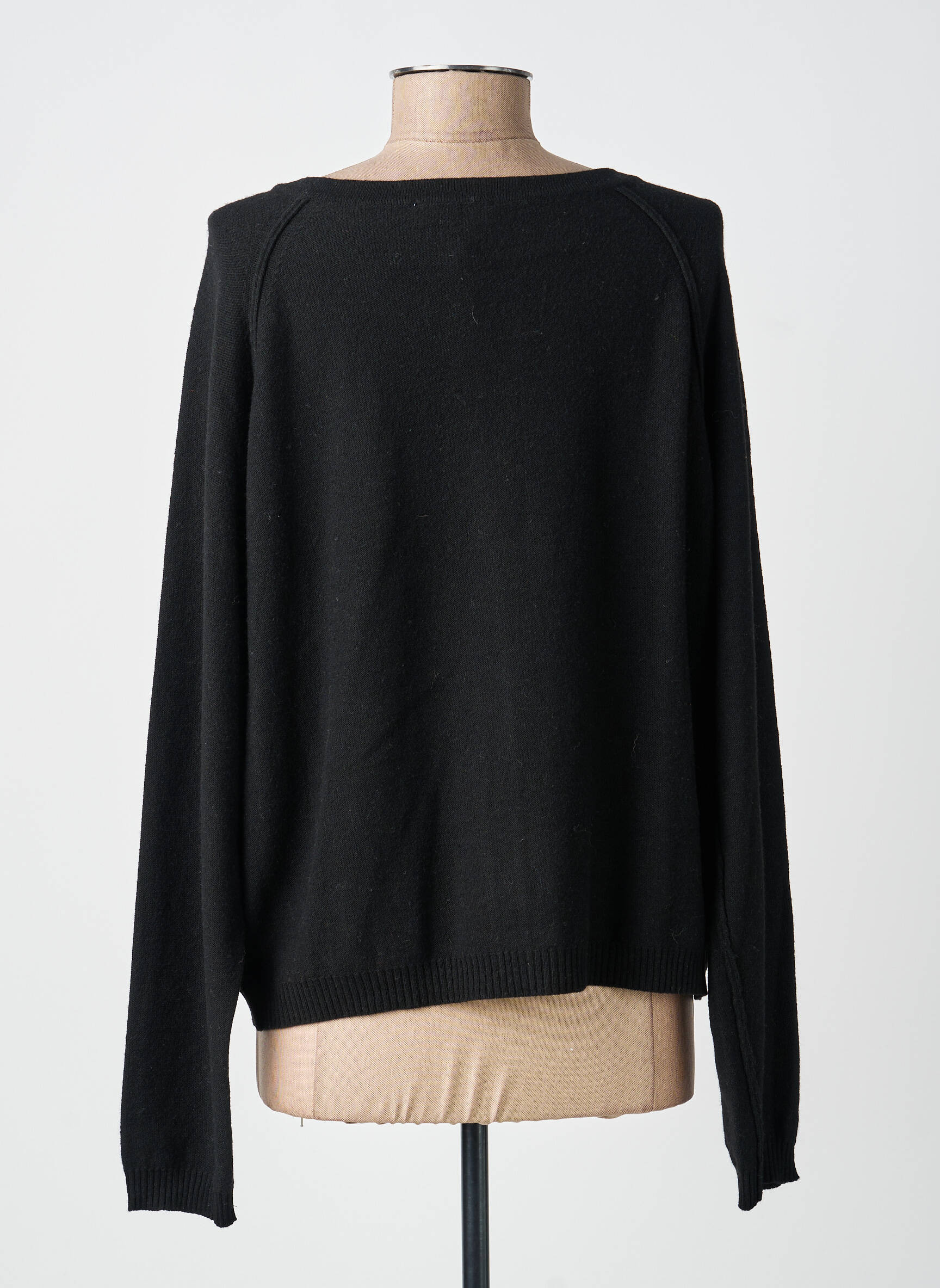 Gilet manches longues col rond noir NINATI femme