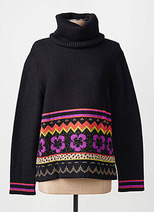 Pull col roulé coupe droite manches longues noir FINETTE femme