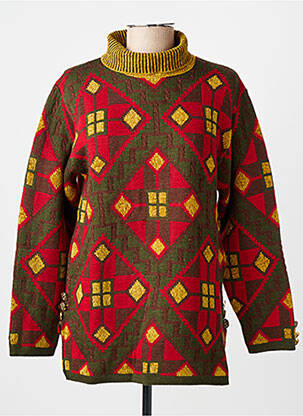 Pull col roulé coupe droite manches longues rouge FINETTE femme