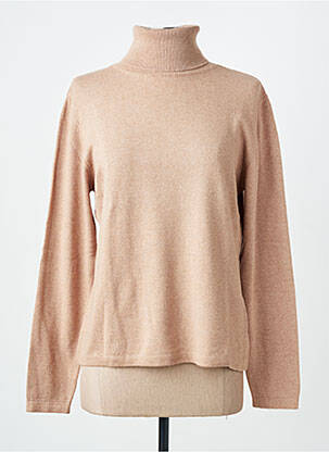 Pull col roulé tissage chiné manches longues beige FINETTE femme