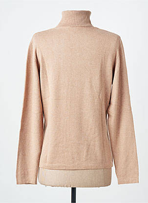 Pull col roulé tissage chiné manches longues beige FINETTE femme