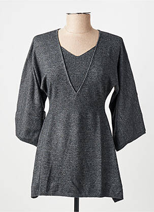 Pull tissage chiné manches longues gris FINETTE femme