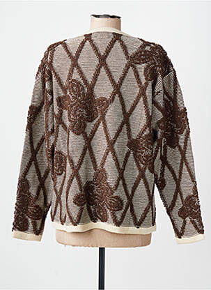 Pull coupe droite manches longues marron FINETTE femme