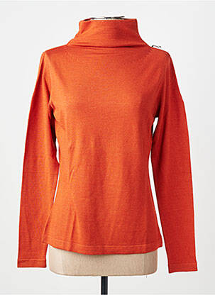 Pull col roulé coupe droite manches longues orange MONTAGUT femme