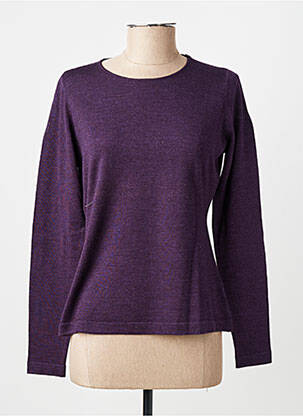 Pull tissage chiné manches longues violet MONTAGUT femme