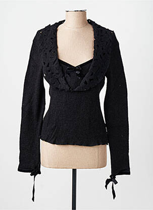 Pull coupe cintrée manches longues noir FINETTE femme
