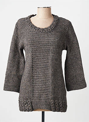 Pull tissage chiné manches longues gris FINETTE femme