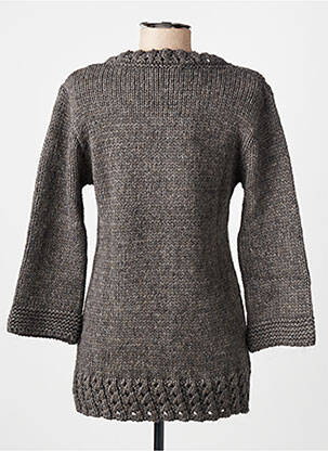 Pull tissage chiné manches longues gris FINETTE femme