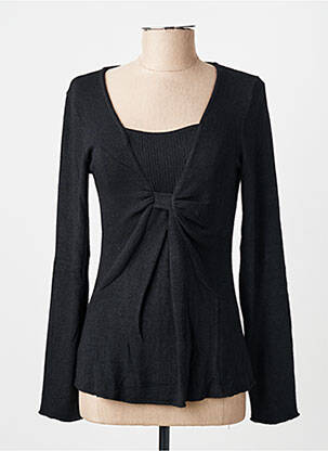 Pull coupe cintrée manches longues noir FINETTE femme