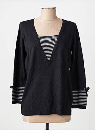 Pull coupe cintrée manches longues noir FINETTE femme