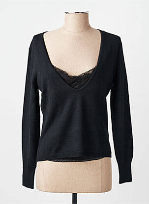 Pull coupe cintrée manches longues noir FINETTE femme