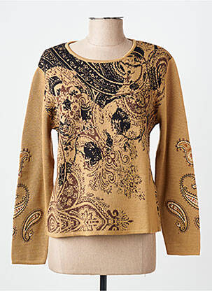 Pull coupe cintrée manches longues marron FINETTE femme