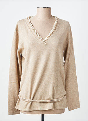 Pull tissage chiné manches longues beige FINETTE femme