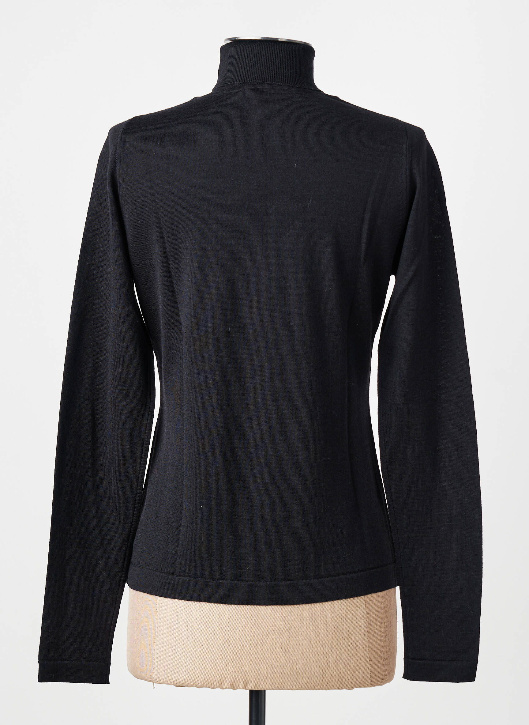 Pull col roulé coupe cintrée manches longues noir MONTAGUT femme