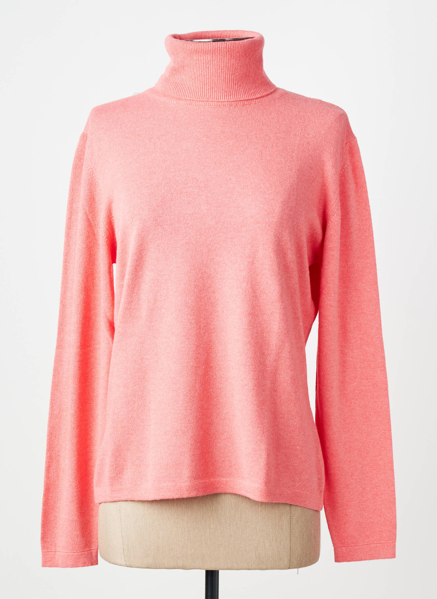 Pull col roulé coupe cintrée manches longues rose FINETTE femme