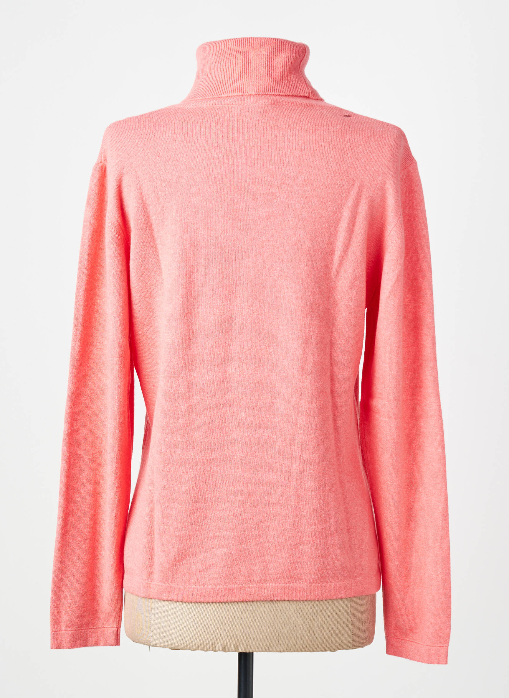 Pull col roulé coupe cintrée manches longues rose FINETTE femme
