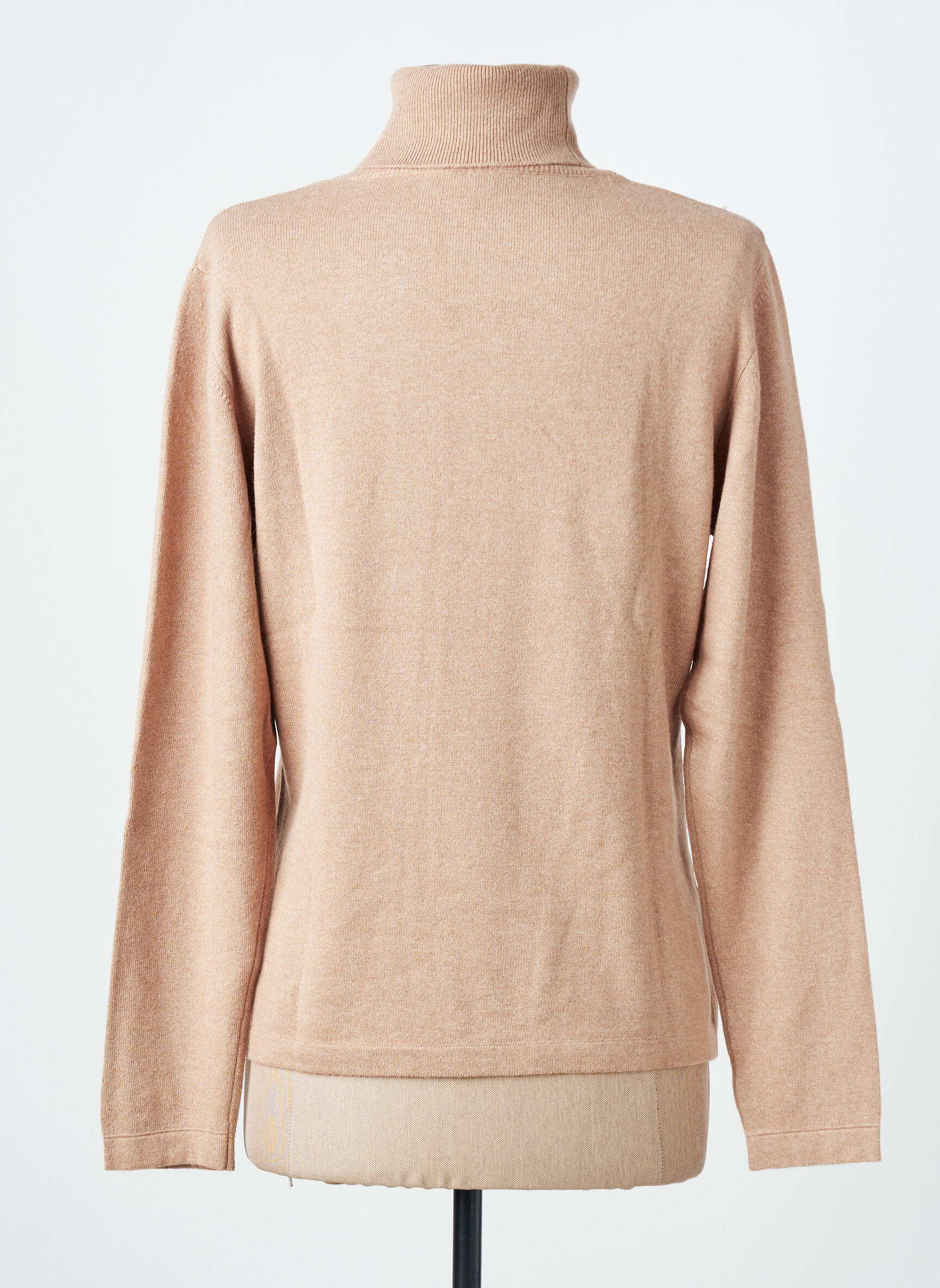 Pull col roulé tissage chiné manches longues beige FINETTE femme