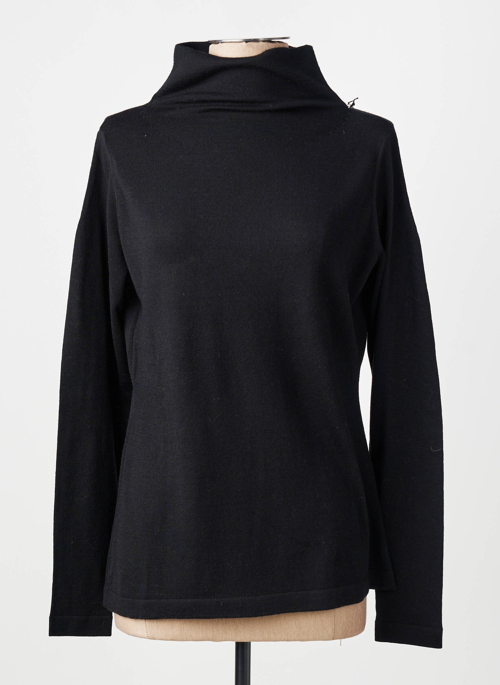 Pull col roulé coupe droite manches longues noir MONTAGUT femme