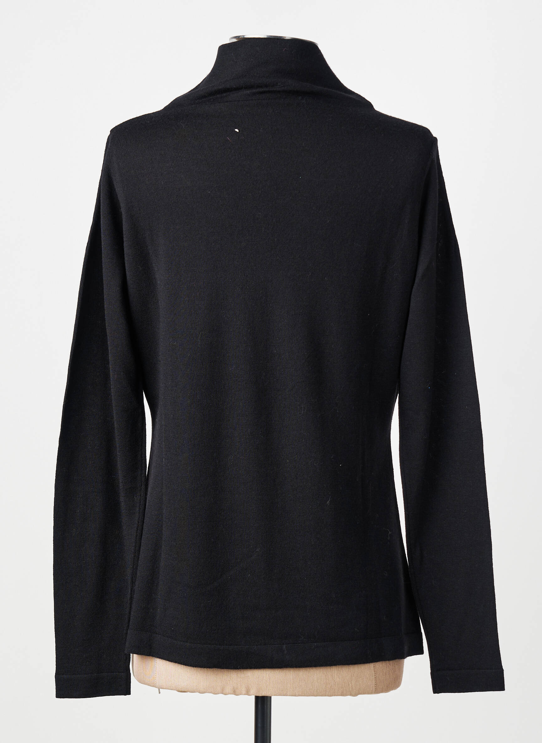 Pull col roulé coupe droite manches longues noir MONTAGUT femme