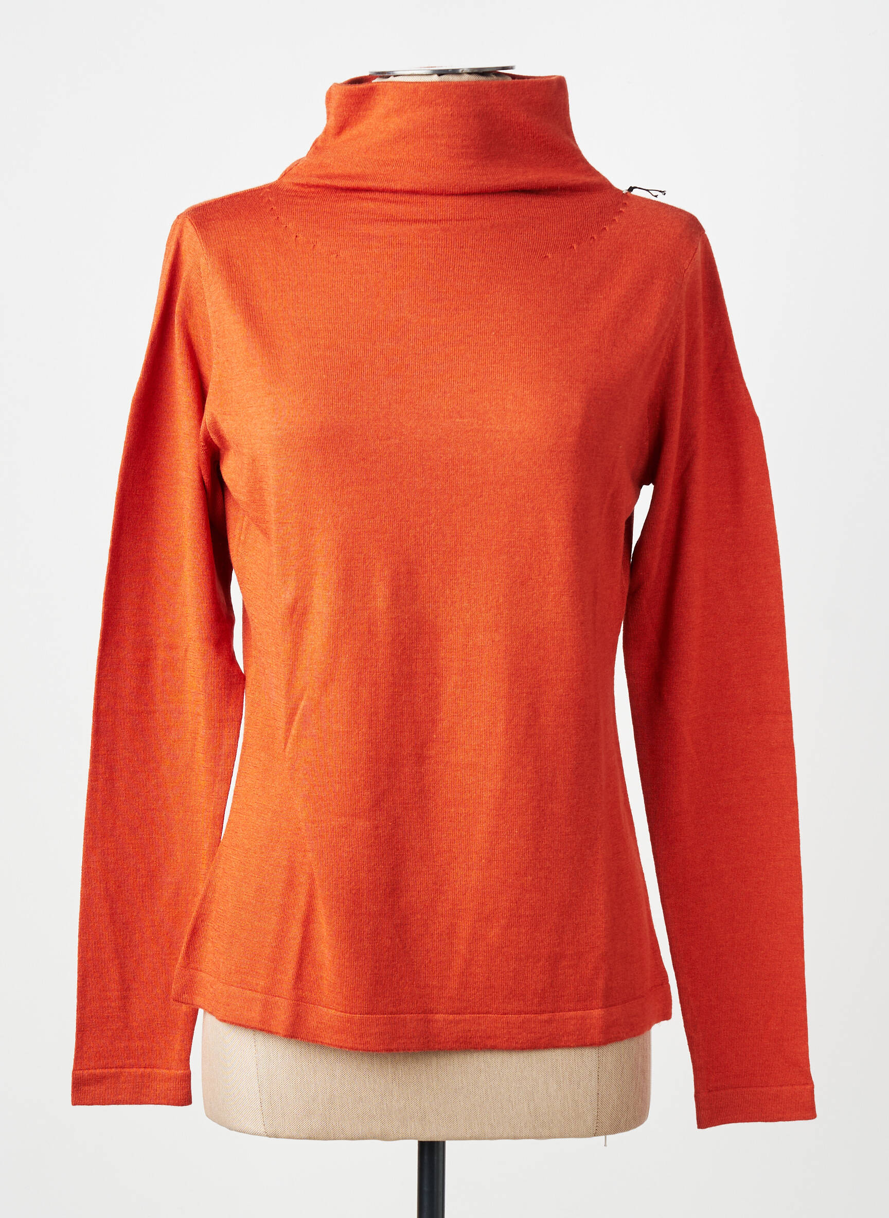 Pull col roulé coupe droite manches longues orange MONTAGUT femme