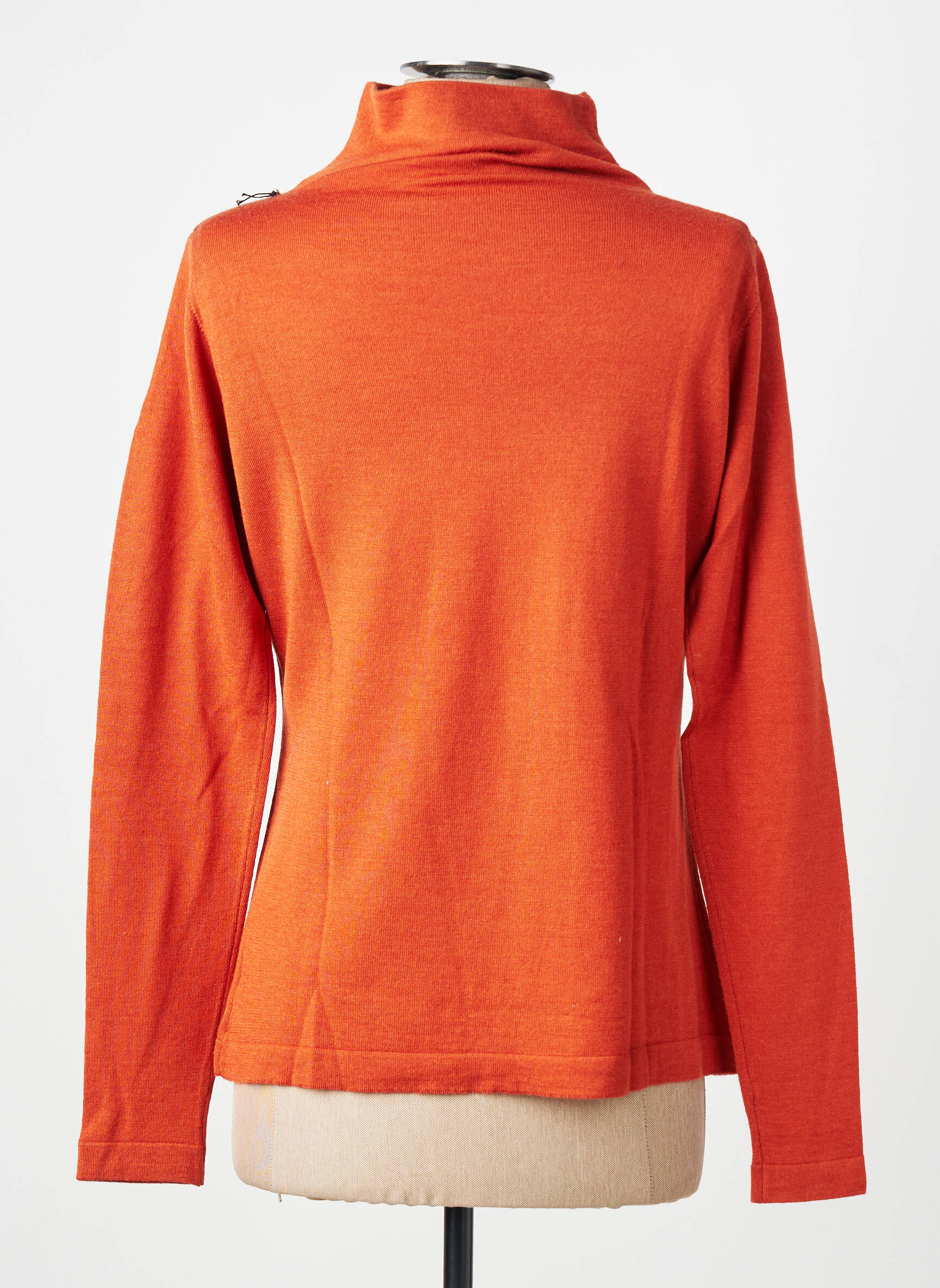 Pull col roulé coupe droite manches longues orange MONTAGUT femme