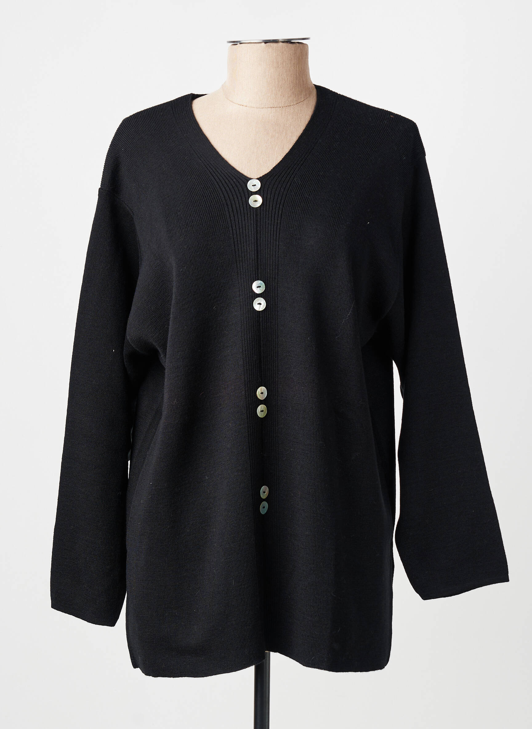 Pull coupe droite manches longues noir MONTAGUT femme