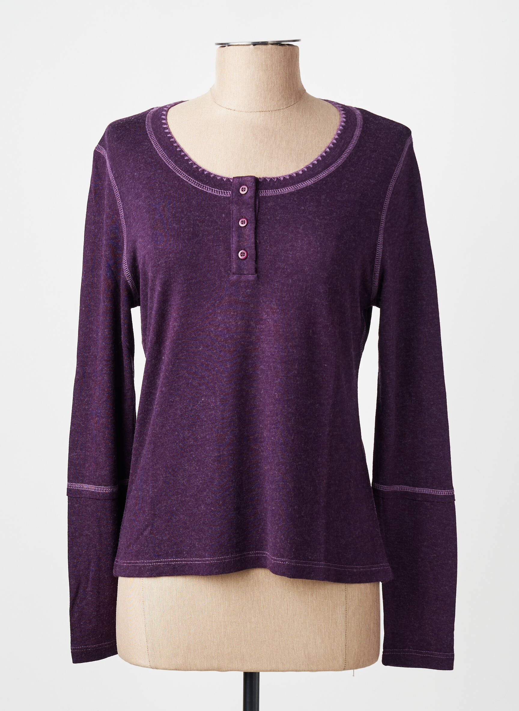 Top stretch manches longues violet FINETTE femme