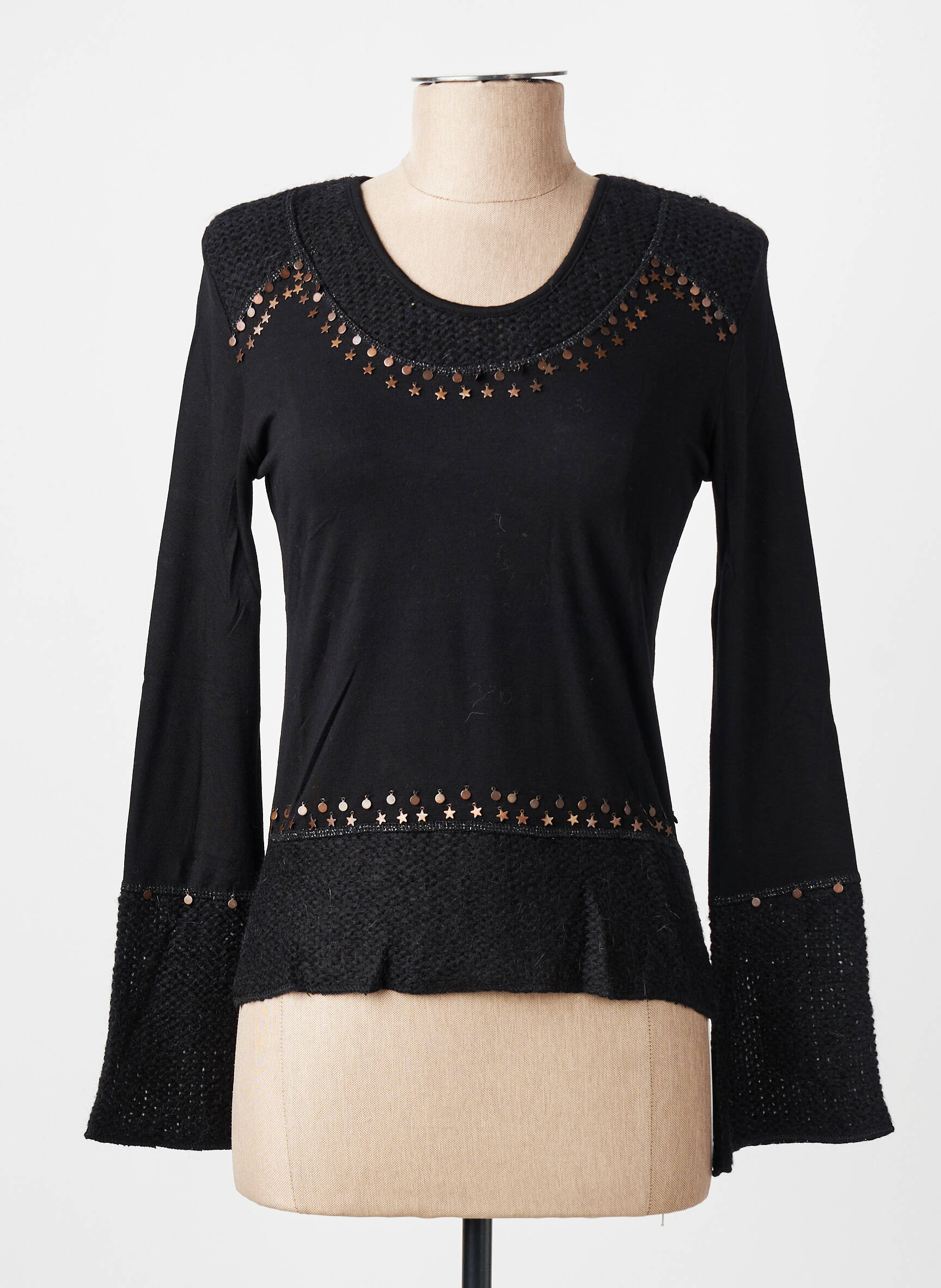 Top stretch manches longues noir FINETTE femme