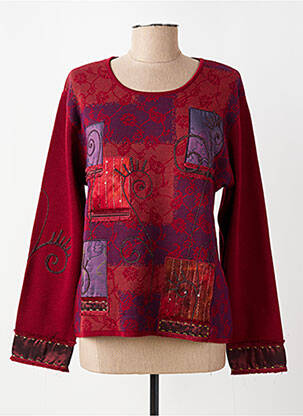 Pull coupe cintrée manches longues rouge FINETTE femme