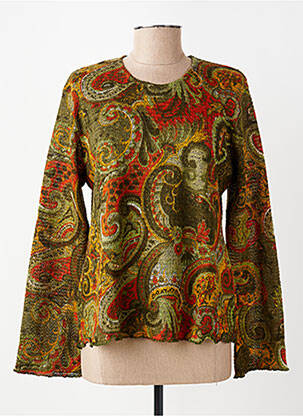Pull coupe cintrée manches longues vert FINETTE femme