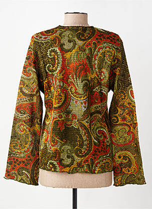 Pull coupe cintrée manches longues vert FINETTE femme