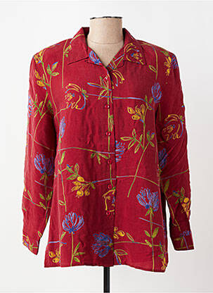 Chemisier imprimé fleurs manches longues rouge PRUNELLE femme
