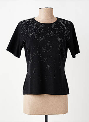 Pull coupe cintrée manches courtes noir KATMAI femme