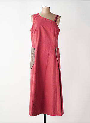 Robe longue tissage popeline sans manche rouge CARNET DE BORD femme