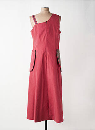 Robe longue tissage popeline sans manche rouge CARNET DE BORD femme