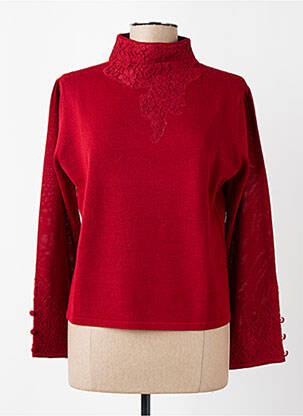 Pull coupe cintrée manches longues rouge FINETTE femme
