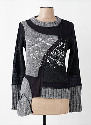Pull tissage chiné manches longues gris CHANTAL DELERRA femme
