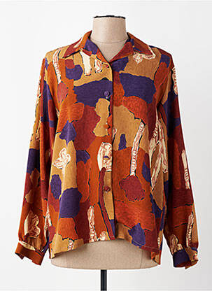 Chemisier tissage crêpe manches longues marron CLAUDE DE SAIVRE femme