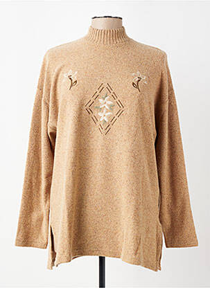 Pull tissage chiné manches longues beige MONTAGUT femme